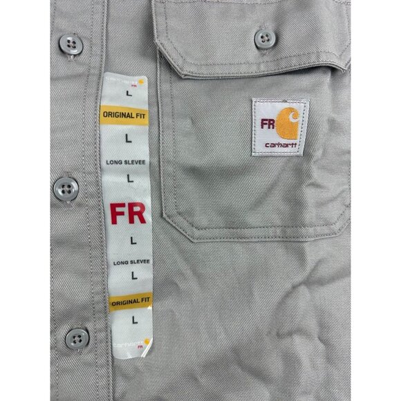 NWT Carhartt FRS160 Gray Flame Resistant Twill Work Shirt Mens L - Picture 3 of 7